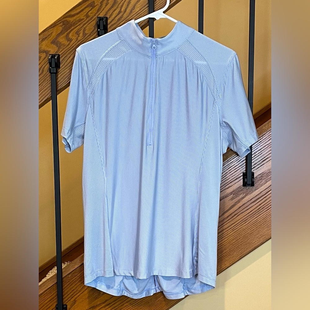 Goode Rider Perfect Sport Shirt 1/4 Zip mock Neck light Blue SZ. XLG  equestrian